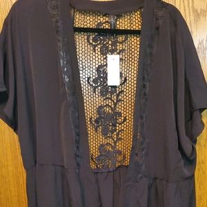 NWT- Black Kimono lace embroidery